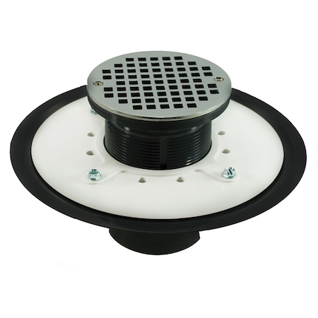Jones Stephens 3in. Heavy Duty PVC Drain Base with 3-1/2in. Plastic Spud and 5in. Chrome Plated Strainer D53461